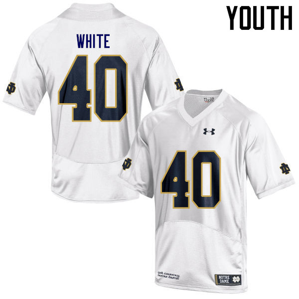 Youth #40 Drew White Notre Dame Fighting Irish College Football Jerseys Sale-White - Click Image to Close